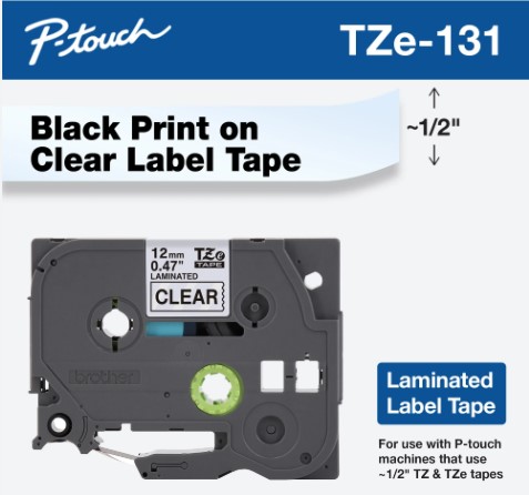 Brother TZe231 1/2" Laminated Black on White Label Tape